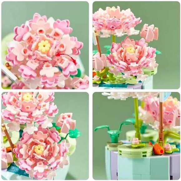 Lotus Flower Building Set, Mini Cute Botanical Collection Flower Bonsai Plant - Picture 4 of 7